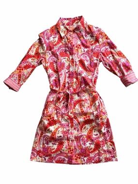 Robert Graham Charlotte Paisley Shirt Dress Belted Size 6 Boho NWOT